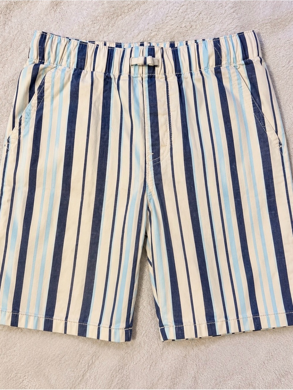 Striped Blue & White Kids Skort with Elastic Waist